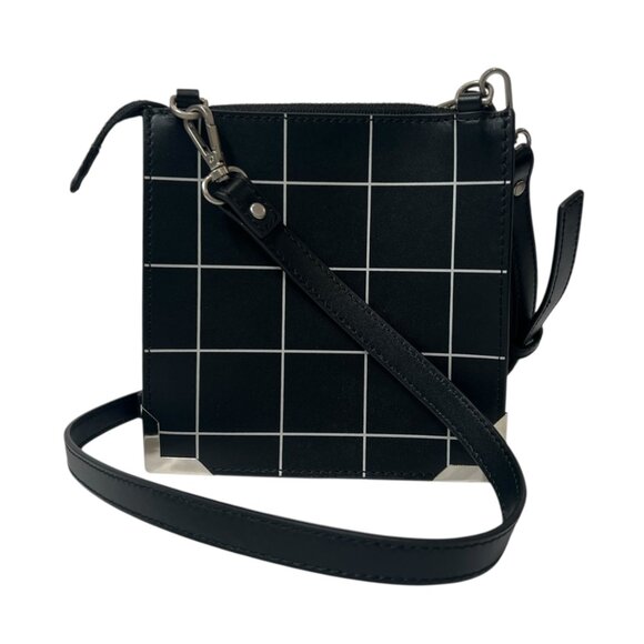 $695 A Cold Wall Black Structured Leather Curved Square Small Crossbody Bag - Picture 8 of 14